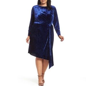 Maggy London Plus Size 16W Blue Velvet Dress NWT